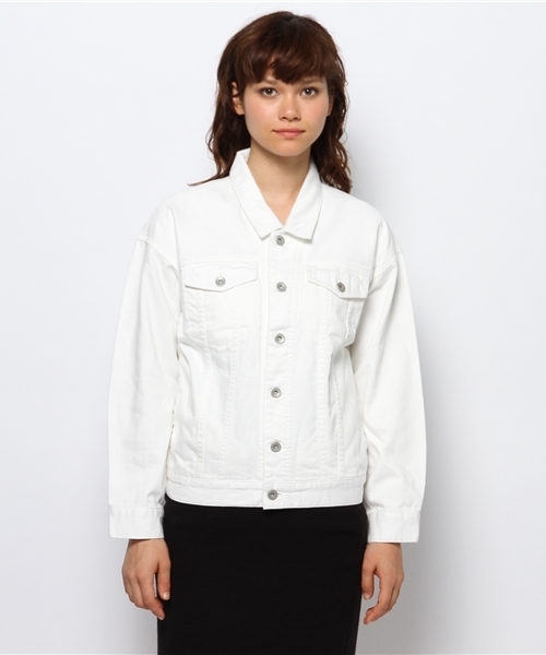 CIAOPANIC（チャオパニック）の「【Ciaopanic】ソフトデニムBigGジャン（デニムジャケット・レディース・インディゴブルー/ホワイト・FREE）」の3枚目の写真