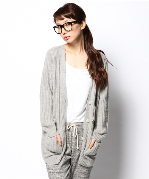 Ray BEAMS(レイビームス)の「Ray BEAMS / "R"レタード ロングV カーディガン(カーディガン/ボレロ・レディース・シルバー/ネイビー・ONE SIZE)」の12枚目の写真