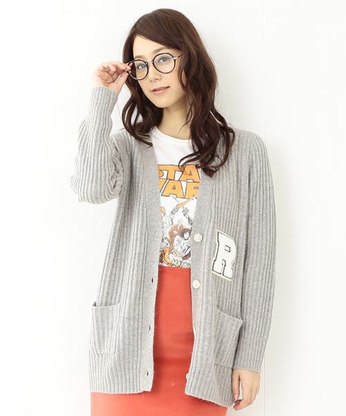 Ray BEAMS(レイビームス)の「Ray BEAMS / "R"レタード ロングV カーディガン(カーディガン/ボレロ・レディース・シルバー/ネイビー・ONE SIZE)」の14枚目の写真