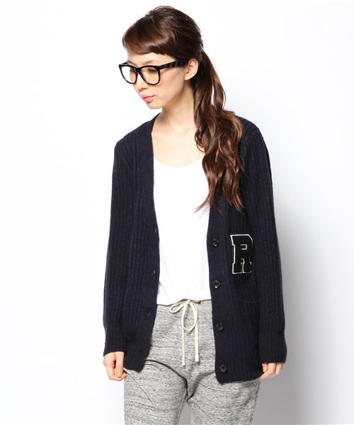 Ray BEAMS(レイビームス)の「Ray BEAMS / "R"レタード ロングV カーディガン(カーディガン/ボレロ・レディース・シルバー/ネイビー・ONE SIZE)」の17枚目の写真