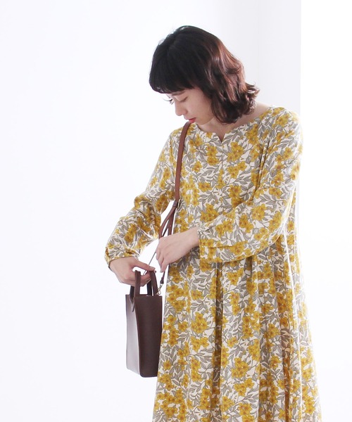 yuni ワンピース yuni シャツワンピース コットンキャッチワッシャーバンドカラー