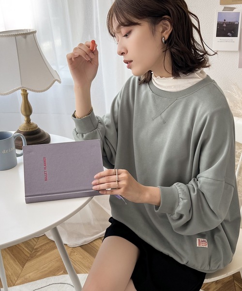 Java（ジャバ）の「《JaVaジャバ コラボ》だぼっと着たい！裏毛オーバーサイズスウェットプルオーバー（スウェット・レディース・グレイッシュブルー/モスグリーン/モカ/ライトカーキ/ブラック/ベージュ/パープル/ネイビー・MEDIUM/LARGE/X-LARGE/SMALL）」の15枚目の写真