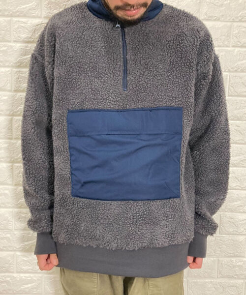 GLOSTER（グロスター）の「ボアフリース アノラック ハーフジップアップ プルオーバー（ブルゾン・メンズ・ブラック/ネイビー/グレー・M/L/XL）」の7枚目の写真