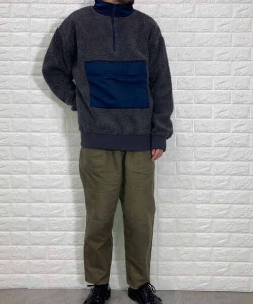 GLOSTER（グロスター）の「ボアフリース アノラック ハーフジップアップ プルオーバー（ブルゾン・メンズ・ブラック/ネイビー/グレー・M/L/XL）」の8枚目の写真