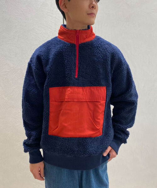 GLOSTER（グロスター）の「ボアフリース アノラック ハーフジップアップ プルオーバー（ブルゾン・メンズ・ブラック/ネイビー/グレー・M/L/XL）」の12枚目の写真