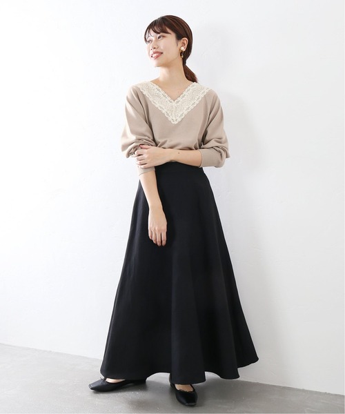 La TOTALITE（ラトータリテ）の「レースVネックプルオーバー【手洗い可能】◆（ニット/セーター・レディース・ベージュ/ナチュラル/ネイビー・FREE）」の10枚目の写真