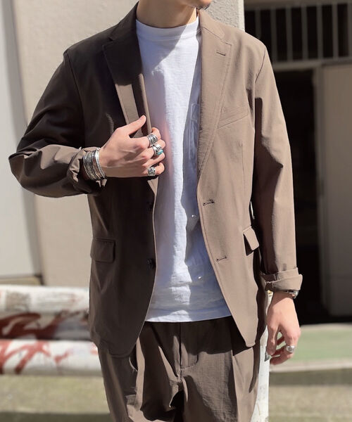 GLOSTER（グロスター）の「ナイロンリップ セットアップ テーラードジャケット（テーラードジャケット・メンズ・ブラウン/ネイビー・M/S/XL/L）」の20枚目の写真