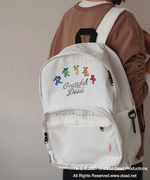 RiNc (リンク)の「【 Grateful Dead / グレイトフルデッド 】ダンシングベアー プリント メッシュ ポケット リュック(バックパック/リュック・メンズ・ホワイト/パープル/ブラック・FREE)」の2枚目の写真