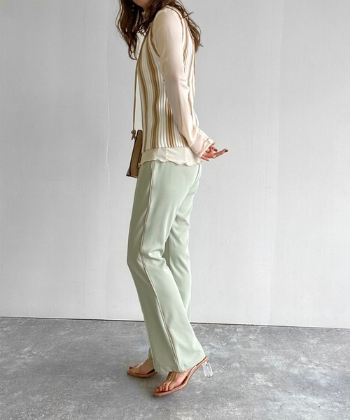 Birthday room（バースデイルーム）の「ストライプニットタンク（タンクトップ・レディース・ベージュ/グリーン・FREE）」の8枚目の写真