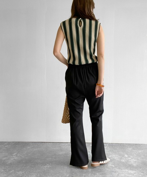 Birthday room（バースデイルーム）の「ストライプニットタンク（タンクトップ・レディース・ベージュ/グリーン・FREE）」の11枚目の写真