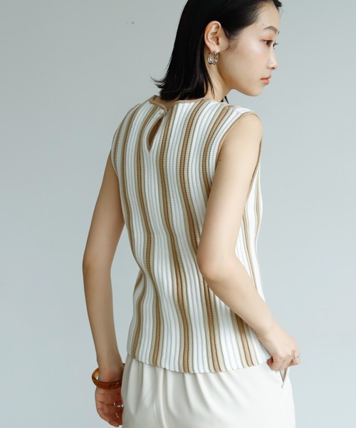 Birthday room（バースデイルーム）の「ストライプニットタンク（タンクトップ・レディース・ベージュ/グリーン・FREE）」の16枚目の写真