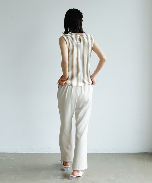 Birthday room（バースデイルーム）の「ストライプニットタンク（タンクトップ・レディース・ベージュ/グリーン・FREE）」の18枚目の写真