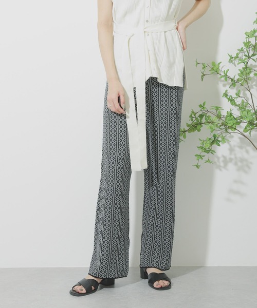 SENSE OF PLACE by URBAN RESEARCH（センスオブプレイスバイアーバンリサーチ）の「サマーニットジャガードパンツ（その他パンツ・レディース・ブラック/ベージュ/ライトカーキ・ONE）」の2枚目の写真