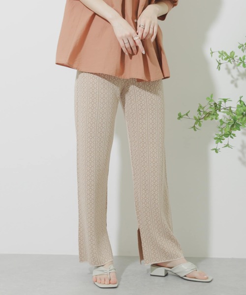 SENSE OF PLACE by URBAN RESEARCH（センスオブプレイスバイアーバンリサーチ）の「サマーニットジャガードパンツ（その他パンツ・レディース・ブラック/ベージュ/ライトカーキ・ONE）」の16枚目の写真