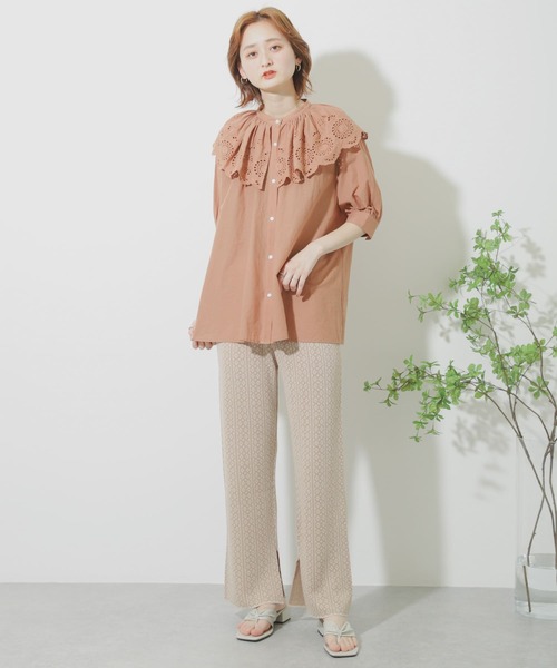 SENSE OF PLACE by URBAN RESEARCH（センスオブプレイスバイアーバンリサーチ）の「サマーニットジャガードパンツ（その他パンツ・レディース・ブラック/ベージュ/ライトカーキ・ONE）」の20枚目の写真