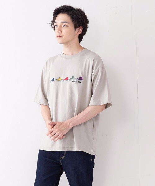 CONVERSE(コンバース)の「【CONVERSEコンバース】ミニシューズ柄 ワンポイント 刺繍 Tシャツ(Tシャツ/カットソー・メンズ・ブラック/ホワイト/ベージュ/サックスブルー/グリーン/ホワイト系その他・MEDIUM/LARGE/X-LARGE)」の4枚目の写真