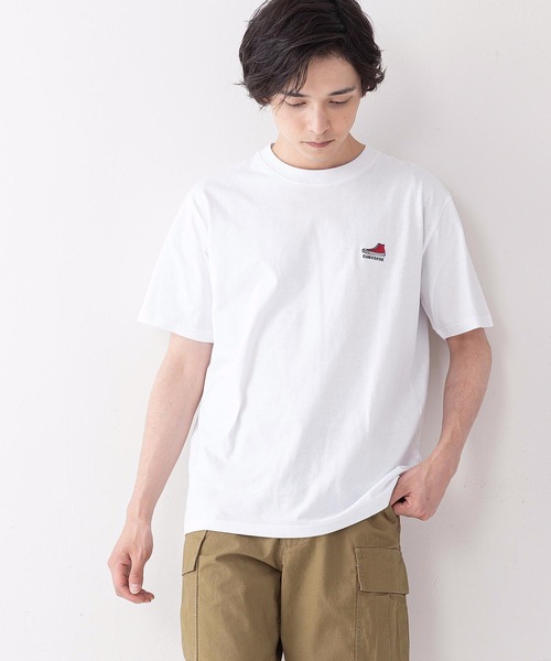 CONVERSE(コンバース)の「【CONVERSEコンバース】ミニシューズ柄 ワンポイント 刺繍 Tシャツ(Tシャツ/カットソー・メンズ・ブラック/ホワイト/ベージュ/サックスブルー/グリーン/ホワイト系その他・MEDIUM/LARGE/X-LARGE)」の2枚目の写真