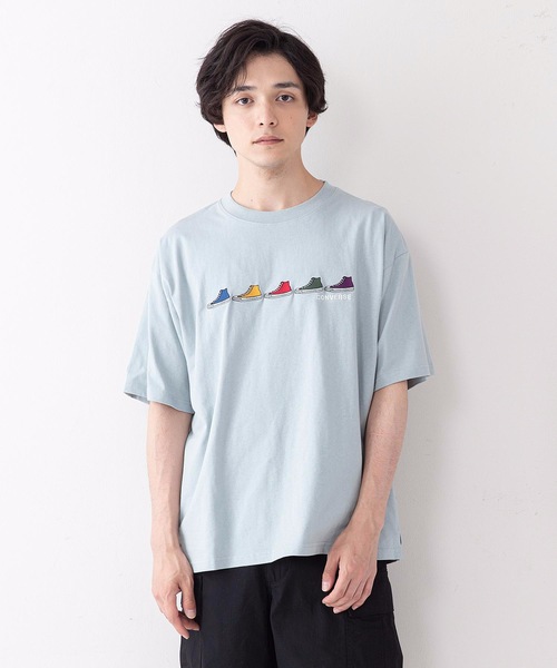 CONVERSE(コンバース)の「【CONVERSEコンバース】ミニシューズ柄 ワンポイント 刺繍 Tシャツ(Tシャツ/カットソー・メンズ・ブラック/ホワイト/ベージュ/サックスブルー/グリーン/ホワイト系その他・MEDIUM/LARGE/X-LARGE)」の6枚目の写真