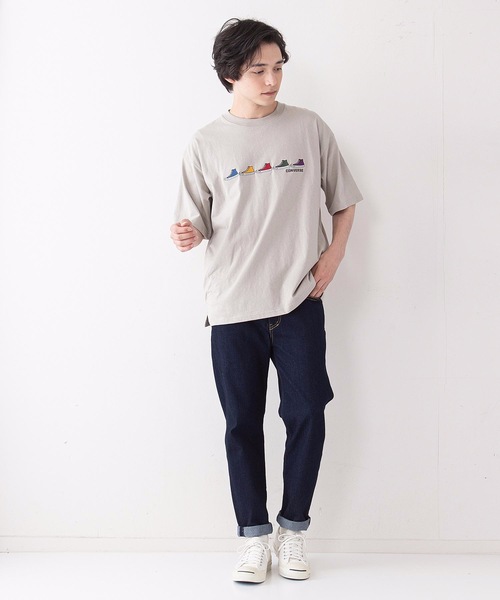 CONVERSE(コンバース)の「【CONVERSEコンバース】ミニシューズ柄 ワンポイント 刺繍 Tシャツ(Tシャツ/カットソー・メンズ・ブラック/ホワイト/ベージュ/サックスブルー/グリーン/ホワイト系その他・MEDIUM/LARGE/X-LARGE)」の19枚目の写真