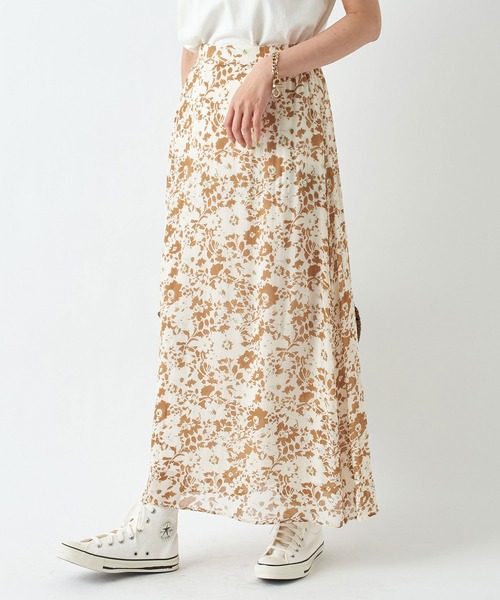 RIVE DROITE（リヴドロワ）の「レーヨンジョーゼットフラワースカート（スカート・レディース・グリーン/ブラウン・FREE）」の3枚目の写真