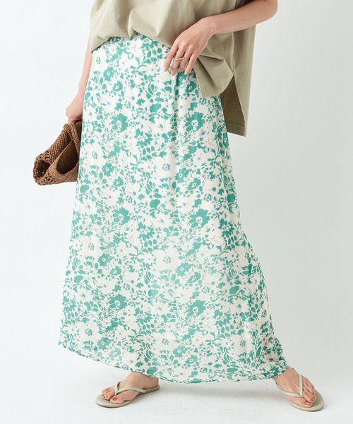 RIVE DROITE（リヴドロワ）の「レーヨンジョーゼットフラワースカート（スカート・レディース・グリーン/ブラウン・FREE）」の8枚目の写真