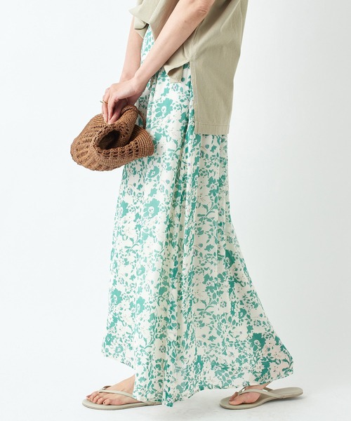 RIVE DROITE（リヴドロワ）の「レーヨンジョーゼットフラワースカート（スカート・レディース・グリーン/ブラウン・FREE）」の4枚目の写真