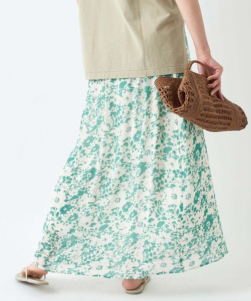 RIVE DROITE（リヴドロワ）の「レーヨンジョーゼットフラワースカート（スカート・レディース・グリーン/ブラウン・FREE）」の6枚目の写真