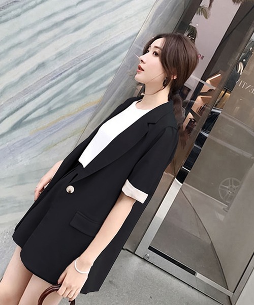 Girly Doll（ガーリードール）の「ジャケット・ショートパンツ2点セットアップ（セットアップ・レディース・ブラック/ベージュ・M/L）」の16枚目の写真