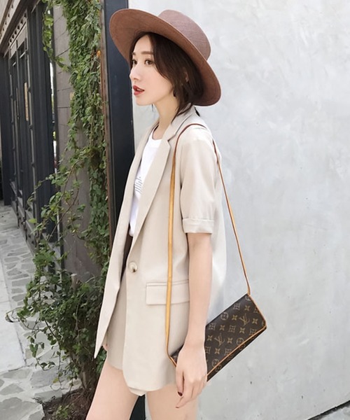 Girly Doll（ガーリードール）の「ジャケット・ショートパンツ2点セットアップ（セットアップ・レディース・ブラック/ベージュ・M/L）」の14枚目の写真