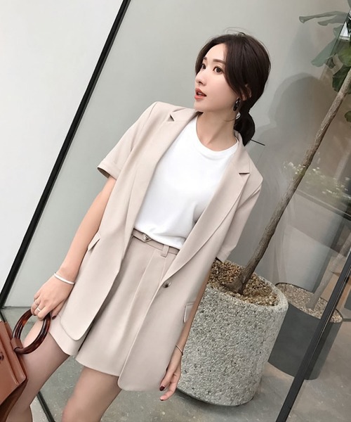 Girly Doll（ガーリードール）の「ジャケット・ショートパンツ2点セットアップ（セットアップ・レディース・ブラック/ベージュ・M/L）」の15枚目の写真