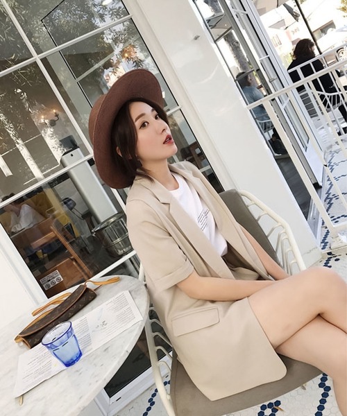 Girly Doll（ガーリードール）の「ジャケット・ショートパンツ2点セットアップ（セットアップ・レディース・ブラック/ベージュ・M/L）」の8枚目の写真