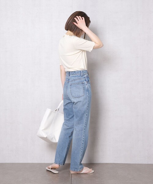 FREAK'S STORE（フリークスストア）の「▽【WEB限定】メローデザインボートネックTシャツ(メロートップス)（Tシャツ/カットソー・レディース・ブラック/ブラウン/ブルー/ナチュラル/ライトピンク・ﾌﾘ-）」の9枚目の写真