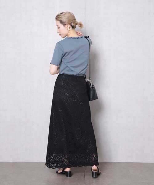 FREAK'S STORE（フリークスストア）の「▽【WEB限定】メローデザインボートネックTシャツ(メロートップス)（Tシャツ/カットソー・レディース・ブラック/ブラウン/ブルー/ナチュラル/ライトピンク・ﾌﾘ-）」の21枚目の写真