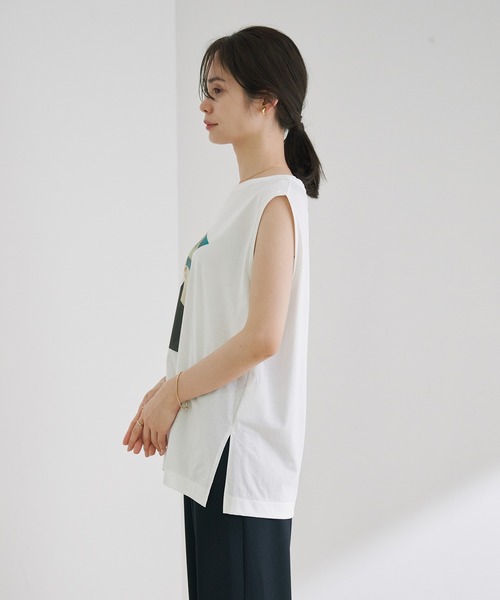 ROPE'（ロペ）の「ノースリーブコラージュプリントTEE（Tシャツ/カットソー・レディース・オフホワイト・38）」の6枚目の写真