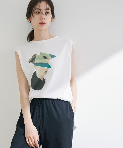ROPE'（ロペ）の「ノースリーブコラージュプリントTEE（Tシャツ/カットソー・レディース・オフホワイト・38）」の5枚目の写真