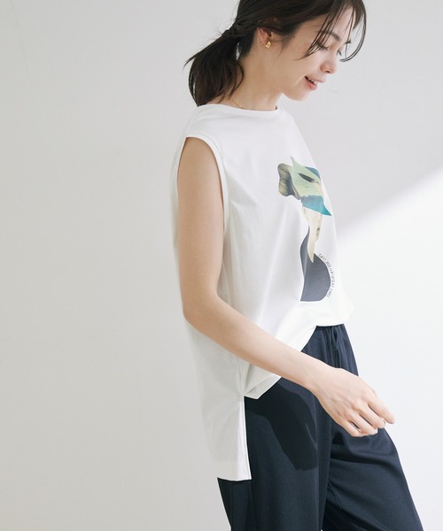 ROPE'（ロペ）の「ノースリーブコラージュプリントTEE（Tシャツ/カットソー・レディース・オフホワイト・38）」の4枚目の写真