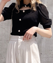 【Crea titty&Co.PETIT】デコルテオープン5分袖トップス