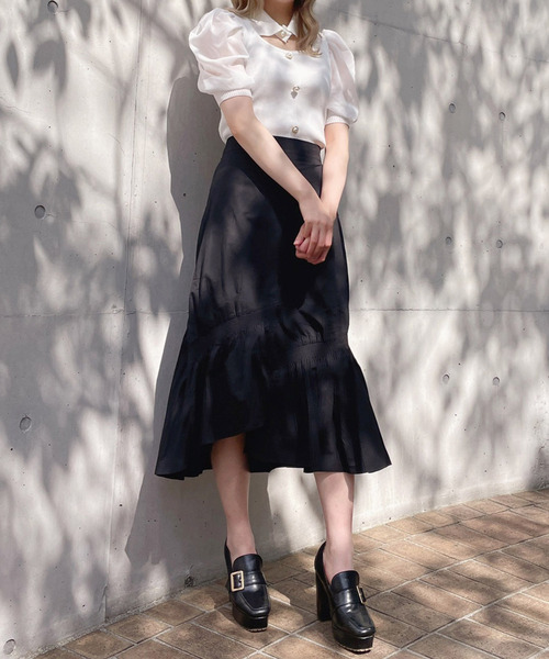 Crea titty&Co. PETIT（クレアティティーアンドコープチ）の「【Crea titty&Co.PETIT】デコルテオープン5分袖トップス（ニット/セーター・レディース・オフホワイト/ブラック/パープル・FREE）」の5枚目の写真