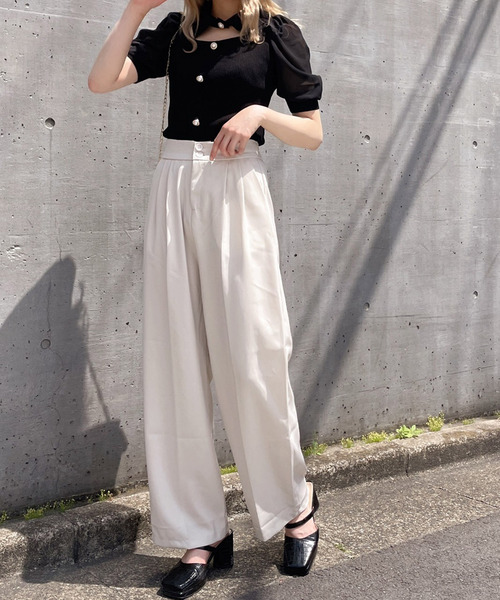 Crea titty&Co. PETIT（クレアティティーアンドコープチ）の「【Crea titty&Co.PETIT】デコルテオープン5分袖トップス（ニット/セーター・レディース・オフホワイト/ブラック/パープル・FREE）」の12枚目の写真