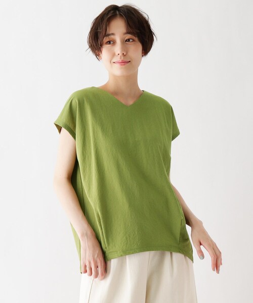 DRESKIP(ドレスキップ)の「◆ひんやり後ろタックTシャツ(Tシャツ/カットソー・レディース・ブラック/ダークブラウン/ナチュラル/黄緑系・02/03)」の4枚目の写真