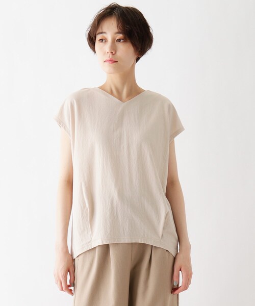 DRESKIP(ドレスキップ)の「◆ひんやり後ろタックTシャツ(Tシャツ/カットソー・レディース・ブラック/ダークブラウン/ナチュラル/黄緑系・02/03)」の5枚目の写真