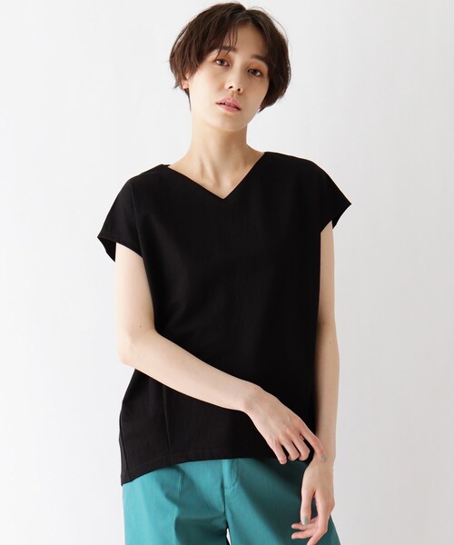 DRESKIP(ドレスキップ)の「◆ひんやり後ろタックTシャツ(Tシャツ/カットソー・レディース・ブラック/ダークブラウン/ナチュラル/黄緑系・02/03)」の13枚目の写真