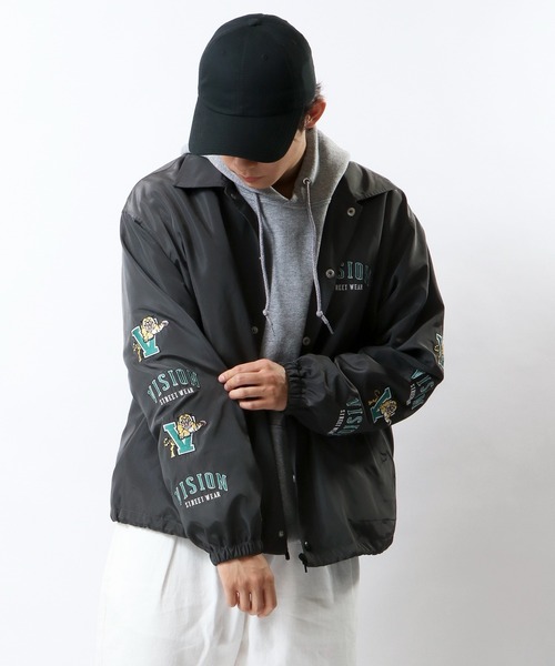 VISION STREET WEAR（ヴィジョンストリートウェア）の「【VISION STREET WEAR】袖刺繍ワイドコーチジャケット（ブルゾン・メンズ・グリーン/チャコールグレー/ブルー/マスタード・L/LL/M）」の20枚目の写真