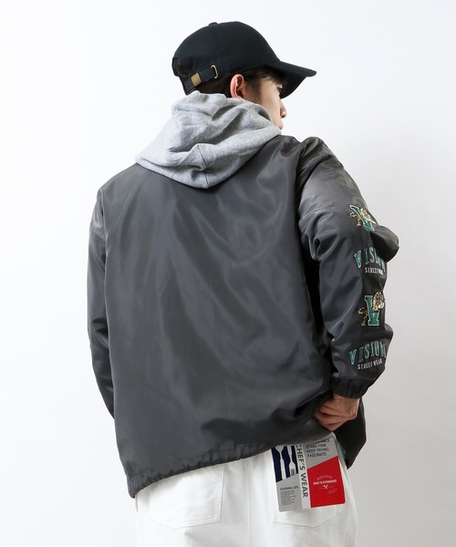 VISION STREET WEAR（ヴィジョンストリートウェア）の「【VISION STREET WEAR】袖刺繍ワイドコーチジャケット（ブルゾン・メンズ・グリーン/チャコールグレー/ブルー/マスタード・L/LL/M）」の10枚目の写真