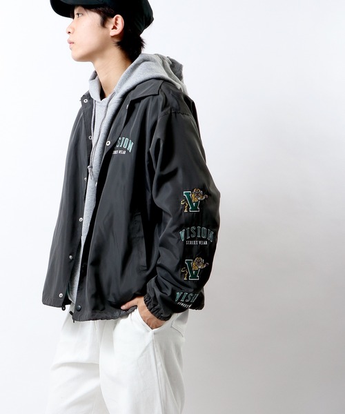 VISION STREET WEAR（ヴィジョンストリートウェア）の「【VISION STREET WEAR】袖刺繍ワイドコーチジャケット（ブルゾン・メンズ・グリーン/チャコールグレー/ブルー/マスタード・L/LL/M）」の17枚目の写真