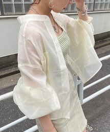 Chico | 【Web限定】5分袖シアーブロッキングシャツ(シャツ/ブラウス)