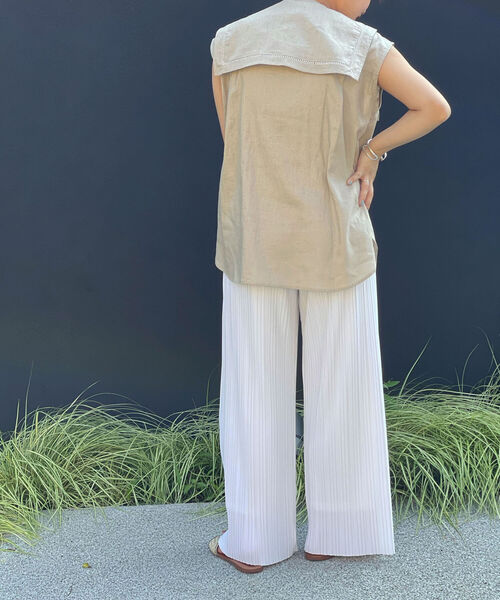 NOLLEY’S(ノーリーズ)の「◇【WEB限定】ステッチ襟2WAYブラウス(シャツ/ブラウス・レディース・ベージュ/チャコールグレー/ミント・38)」の4枚目の写真
