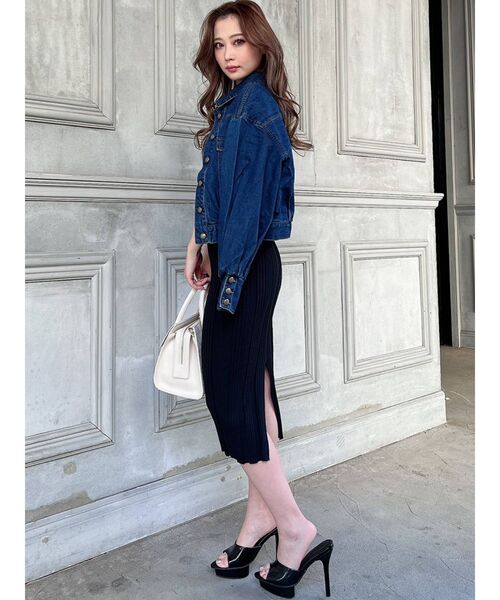 RESEXXY（リゼクシー）の「ボリュームスリーブクロップドGジャン（デニムジャケット・レディース・ピンク/インディゴブルー/ブラウン・FREE）」の12枚目の写真