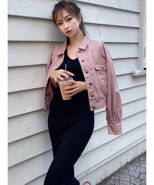 RESEXXY（リゼクシー）の「ボリュームスリーブクロップドGジャン（デニムジャケット・レディース・ピンク/インディゴブルー/ブラウン・FREE）」の21枚目の写真