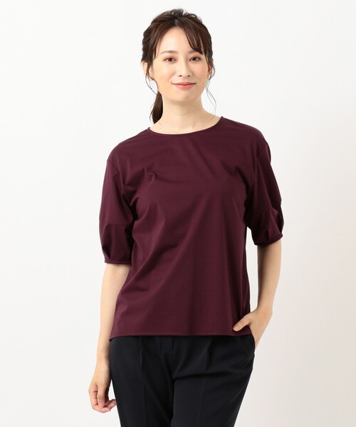 J.PRESS（ジェイプレス）の「【消臭機能付き】プレーティングジャージー ボリュームスリーブ カットソー（Tシャツ/カットソー・レディース・ブラウン系/アイボリー系/ネイビー系/ワイン系・T13/T15）」の6枚目の写真